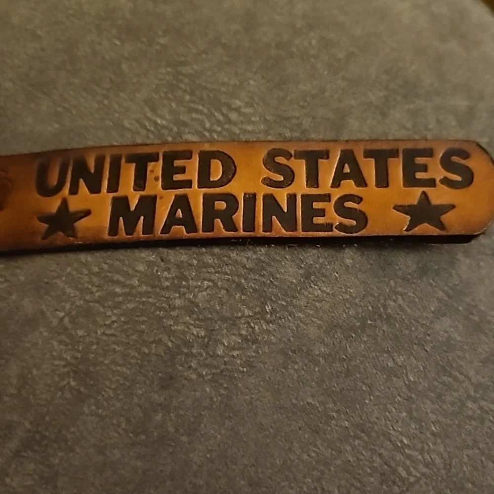 3/$30 US Marine Corp Leather Keychain Ring Holder Bag Tag